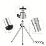 1 قطعة حامل ثلاثي القوائم صغير من سبائك الألومنيوم للهاتف والكاميرا والتلسكوب وضوء الصيد - حامل سطح مكتب محمول قابل للطي مع دوران 360 درجة وارتفاع قابل للتعديل وقاعدة ثابتة