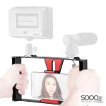 جهاز تثبيت الهاتف الذكي المحمول قبضة فيديو للهاتف المحمول مع برغي بحجم 1/4 بوصة، جهاز تصوير الأفلام والفلوج لتثبيت الإضاءة والميكروفون