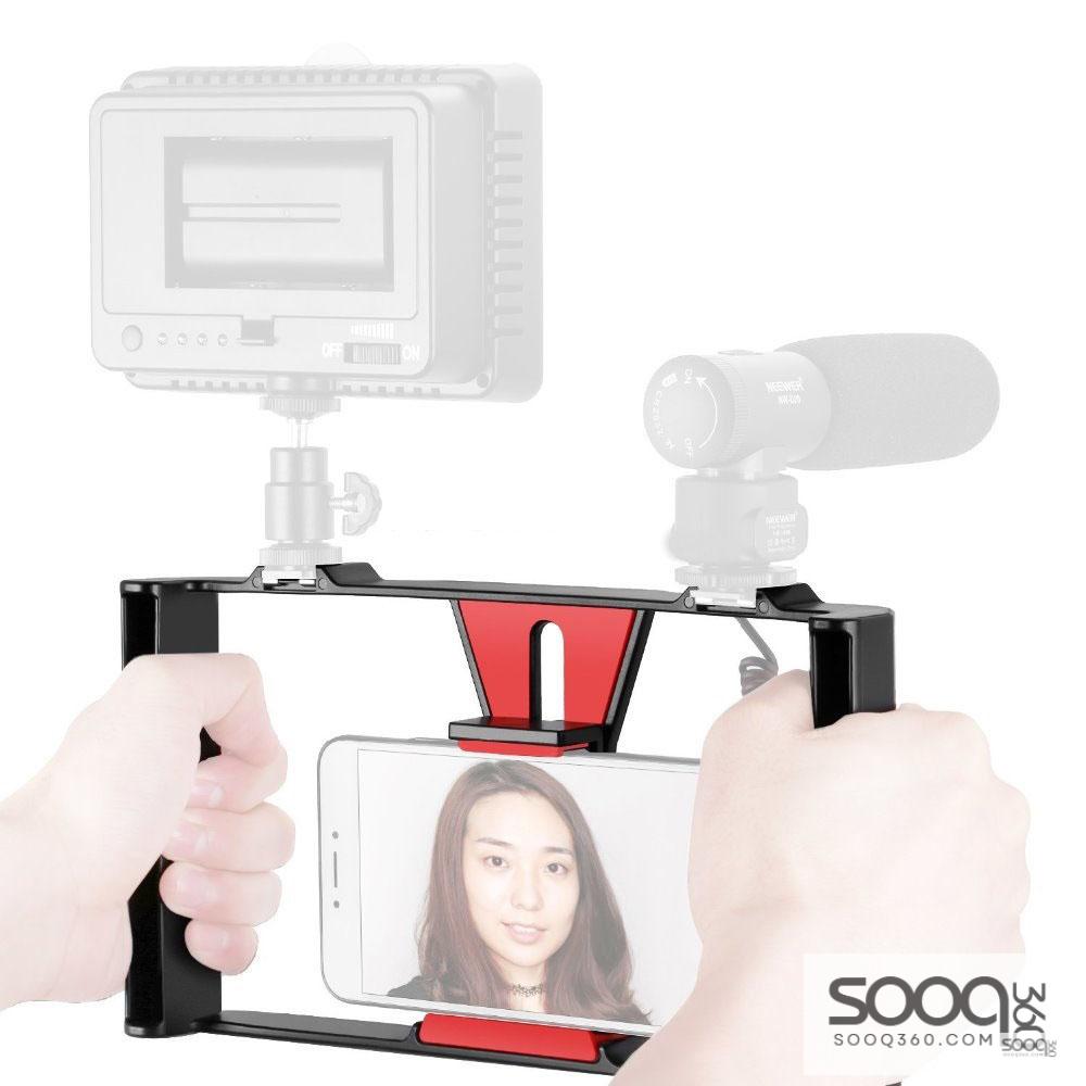 جهاز تثبيت الهاتف الذكي المحمول قبضة فيديو للهاتف المحمول مع برغي بحجم 1/4 بوصة، جهاز تصوير الأفلام والفلوج لتثبيت الإضاءة والميكروفون