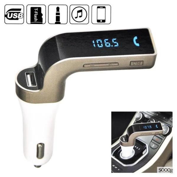 مشغل ام بي 3 عالمي للسيارة ويحتوي على بلوتوث وجهاز ارسال موجات اف ام، متوافق مع الهواتف الذكية، من كار جي7 - اسود