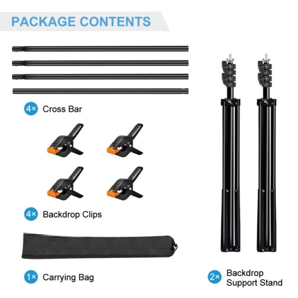 حامل معدني للخلفية قياس 2x3متر لون أسود backdrop stand