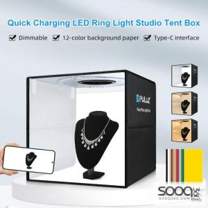 puluz صندوق تصوير المنتجات المضيئ مع 6 خلفيات 12 لون قياس 40سم
