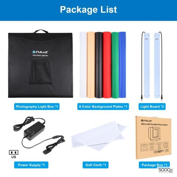 صندوق تصوير المنتجات (لايت بوكس) قياس 60سم مع ٦خلفيات