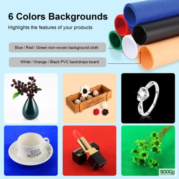 صندوق تصوير المنتجات (لايت بوكس) قياس 60سم مع ٦خلفيات