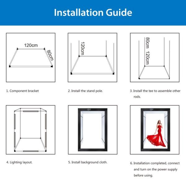 PULUZ 2m 240W 5500K Photo Light Studio Box Kit for Clothes / Adult Model Portrait (EU Plug)