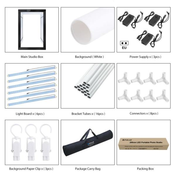 PULUZ 2m 240W 5500K Photo Light Studio Box Kit for Clothes / Adult Model Portrait (EU Plug)