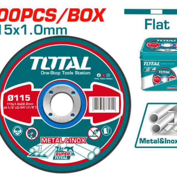 Total TAC210115100 علبة فيبر قص حديد 4.5 انش 100 قطعة 1 ملم