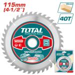 TOTAL TAC231255 TCT saw blade اسطوانة قص خشب 4.5" 16 ملم تركب للصاروخ