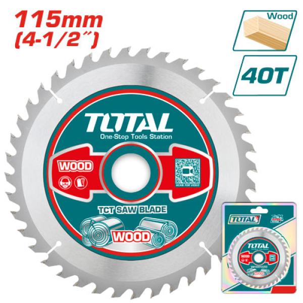 TOTAL TAC231255 TCT saw blade اسطوانة قص خشب 4.5" 16 ملم تركب للصاروخ