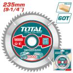 TOTAL TAC231623 TCT saw blade 235mm(9-1/4") 60T 60سن 91/4 انش خشب