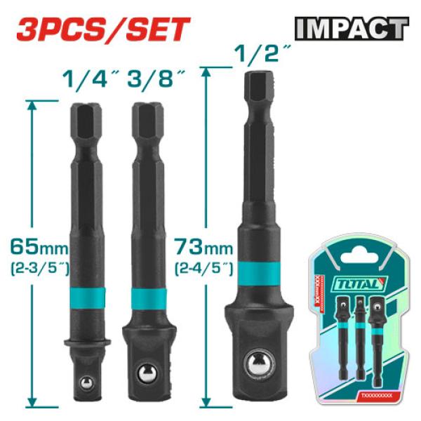 Total TAC273651 Socket Adaptor طقم وصلة درل بوكس 1/2+3/8+1/4