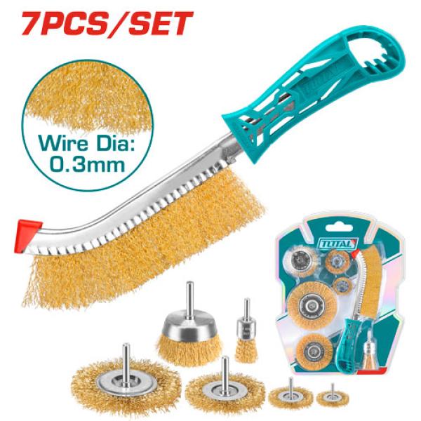 Total 7 Pcs wire brush set طقم فراشي نحاس 7 قطع