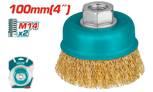 TOTAL TAC31041 Cup wire brush with nut 100mm فرشاية 4" سلك نحاس