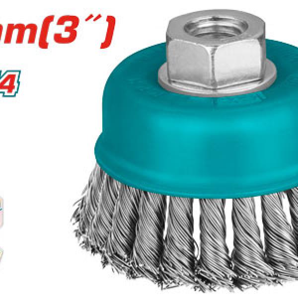 TOTAL TAC32031 Cup twist wire brush with nut 75mm فرشاية سلك 3" مجدول