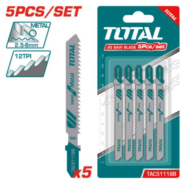 TOTAL TAC51118B Jig saw blade طقم نسلات تخريقة حديد/5