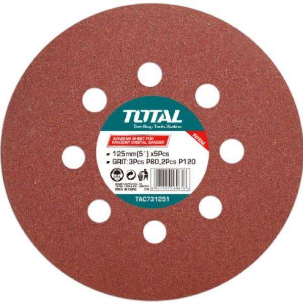 Total TAC731251 Sanding sheet for random orbit sander 5" ورق حف مدور p80-3,p120-2