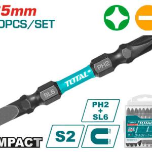 Total TACIM16HL133 Impact screwdriver bits راسية درل مجوز اسود