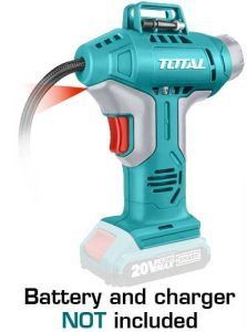 TOTAL TACLI2001 Lithium-Ion auto air compressor 20V 150PSI/10BAR منفاخ هواء شحن 20 فولت مع ساعه واضائه بدون بطارية