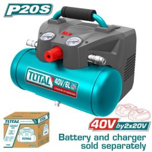 Total TACLI2003 Lithium-Ion air compressor كمبريسر شحن 20 فولت 6 لتر بدون بطارية وشاحن