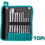 Total TACSD19101 10pcs hammer drill bits and chisels set طقم ريش + ازاميل كبس