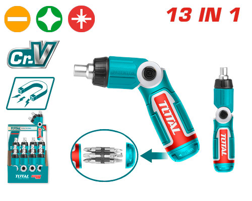 TOTAL TACSD30136 13 IN 1 Ratchet screwdriver set مفك طرطيقة مع راسيات