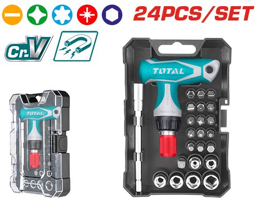TOTAL TACSD30186 Bits Set 18Pcs طقم بوكسات + مفكات