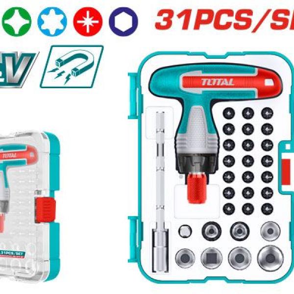 Total TACSD30316 طقم مفكات + بوكسات 31 قطعة