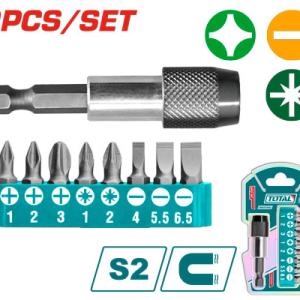 TOTAL TACSD3091 9 Pcs Screwdriver Bits Set ادابتر كبس + راسيات 9 قطع