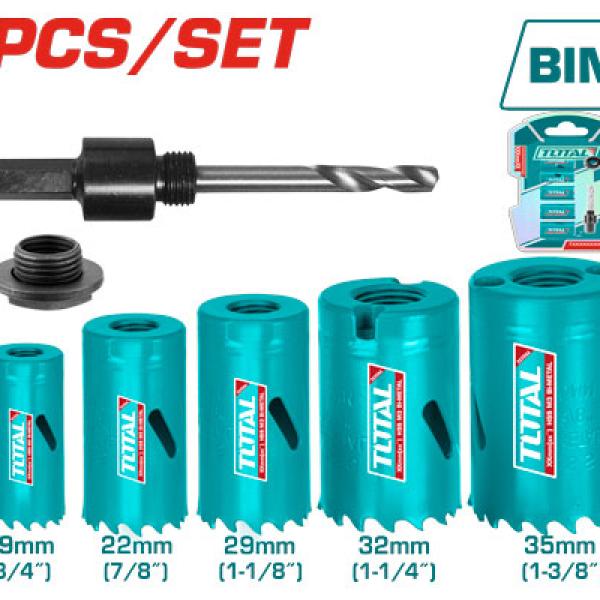 Total TACSH1071 Bi-metal Hole saw set 7Pcs 19,22,29,32,35 طقم هولسو
