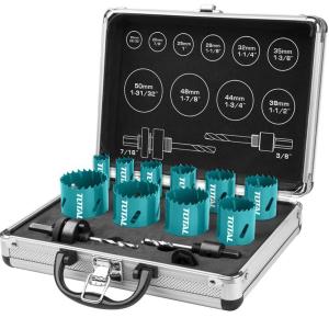 Total TACSH1121 Bi-metal Hole saw set طقم هولسو حديد 12 قطعة 20 hole saw arbors