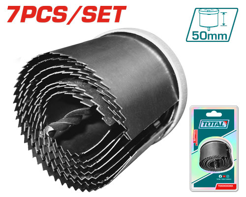TOTAL TACSH3071 Hole saw set 7pcs hole saw set 7 قطعSize:26,32,38,45,50,56 طقم هولسو