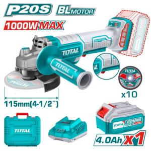 Total TAGLI2111561 صاروح شحن 20 فولت مع بطارية وشاحن 4 أمبير + 10 فيبر حديد