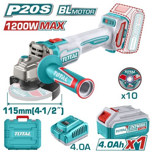 Total TAGLI2211531 صاروخ شحن 20 فولت 4.5 انش مع بطارية 4 أمبير وشاحن
