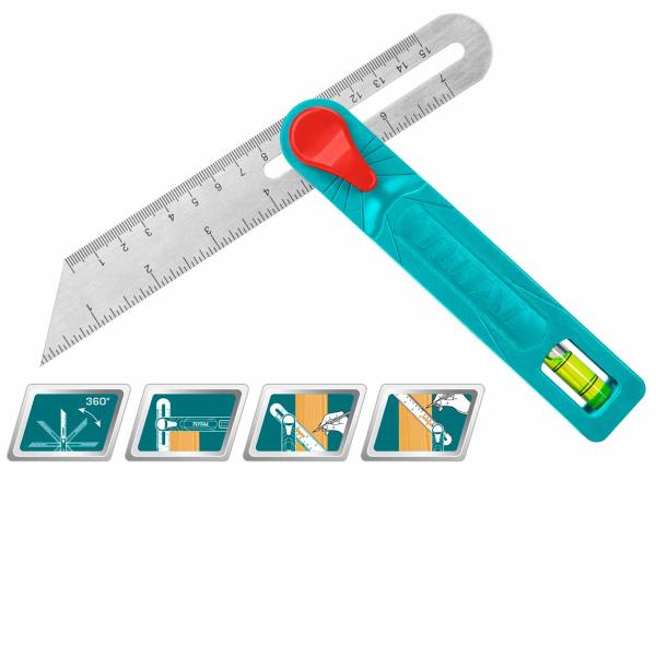 Total TAHS181511 Angle square 7" زاوية علام متحركة مع ميزان ماء