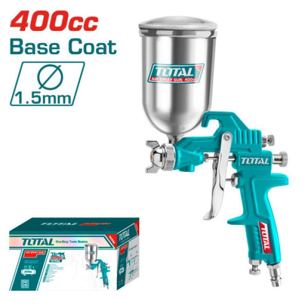 Total TAT10402 Air spray gun 400cc فرد رش دهان + أساس فاله 1.5 ملم طاسه علويه 3 عيارات