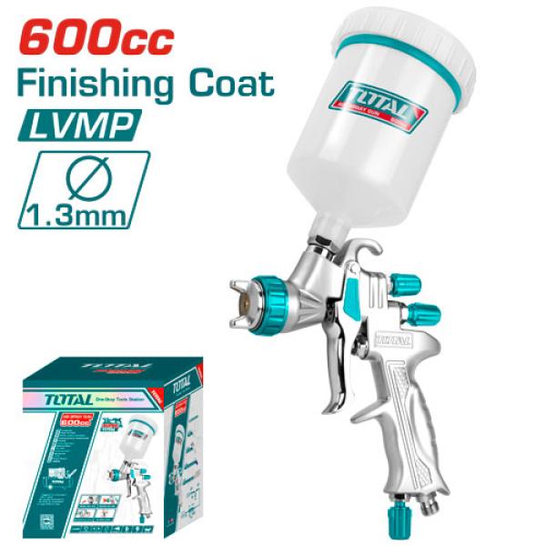 Total TAT10605 Spray gun 600cc فرد دهان بودي احترافي فاله 1.3 ملم طاسه علويه بلاستيك