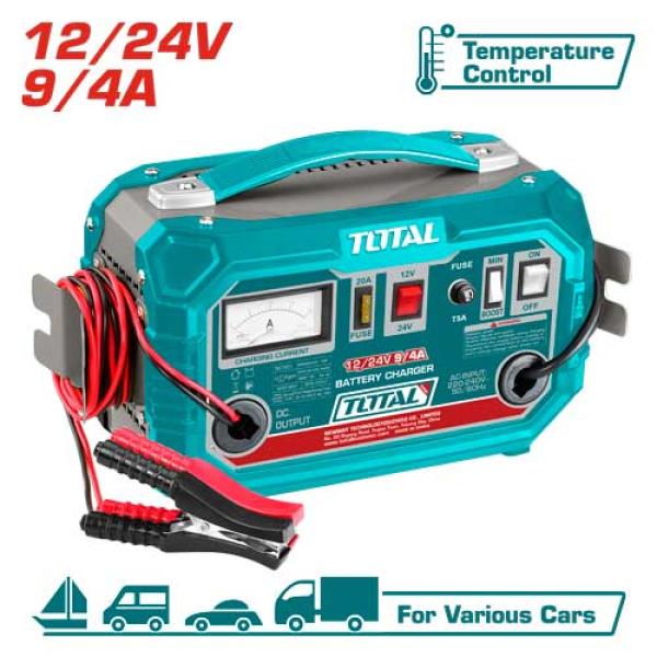 TOTAL TBC1601 Battery Charger شاحن بطارية 12/24 فولت 9/4 امبير