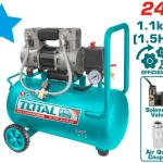 Total TCS1110242 كمبريسر هواء 24 لتر صامت 1.5 حصان ملف المنيومبدون زيت