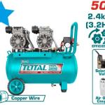 Total TCS2240508 AIR COMPRESSOR كمبريسر هواء 50 لتر راسين صامت 3.2 حصان ملف نحاس بدون زيت
