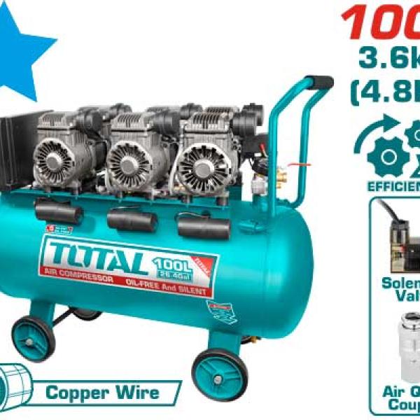 Total TCS3361008 كمبريسر هواء 100 لتر بدون زيت