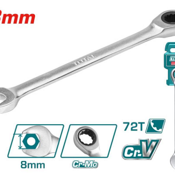 Total TCSPAR081 Ratchet spanner مفتاح شق رنج طرطيقة 8 ملم