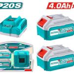 Total TFBCPK1424 طقم بطاريات 4 أمبير عدد 2 وشاحن سريع