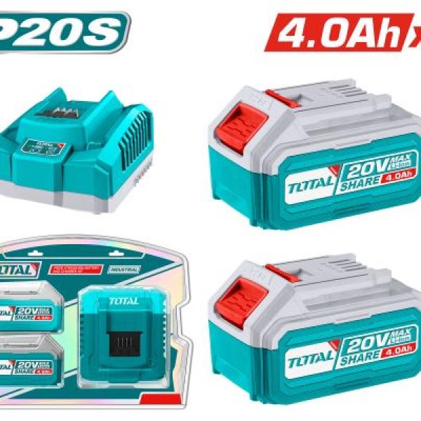 Total TFBCPK1424 طقم بطاريات 4 أمبير عدد 2 وشاحن سريع