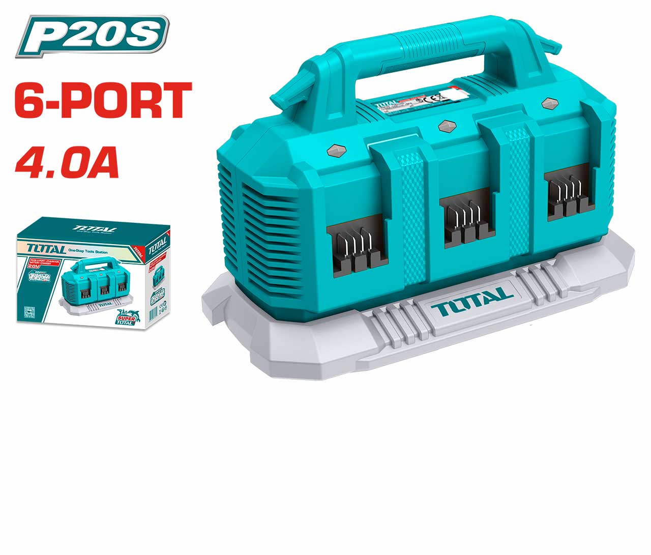 Total TFCLI2064 شاحن بطاريات 6 مداخل 4 أمبير 20 فولت