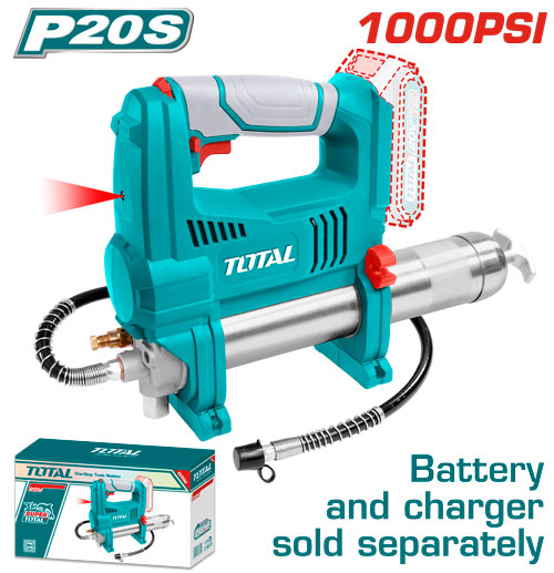 Total TGGLI2010 Lithium-ion grease gun فرد شحمة شحن 20 فولت بدون بطارية وشاحنPressure: 10,000 psi (690 bar)