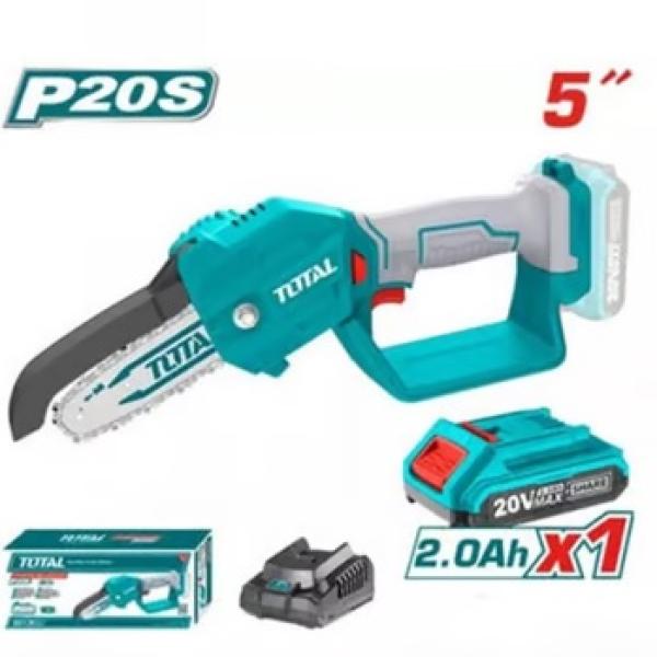 Total TGSLI20581 منشار تقليم شجر جنزير 5 انش مع بطارية وشاحن