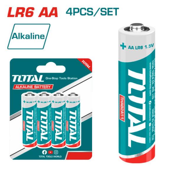Total THAB2A11 Alkaline كرت بطاريات 4 حبات AA