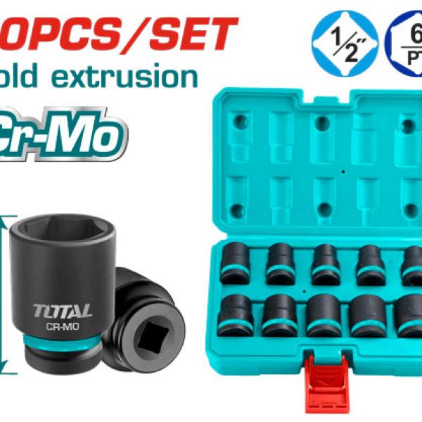 Total THISTD12101 طقم بوكس اسود 1/2 انش قياس 10-24 