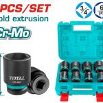 Total THKISD34081 طقم بوكس اسود 3/4 انش 8 قطع 26-38 ملم