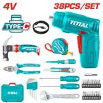 Total THKTHP10386 38 Pcs tools set طقم مفك شحن 4 فولت مع عده 38 قطعة عدة